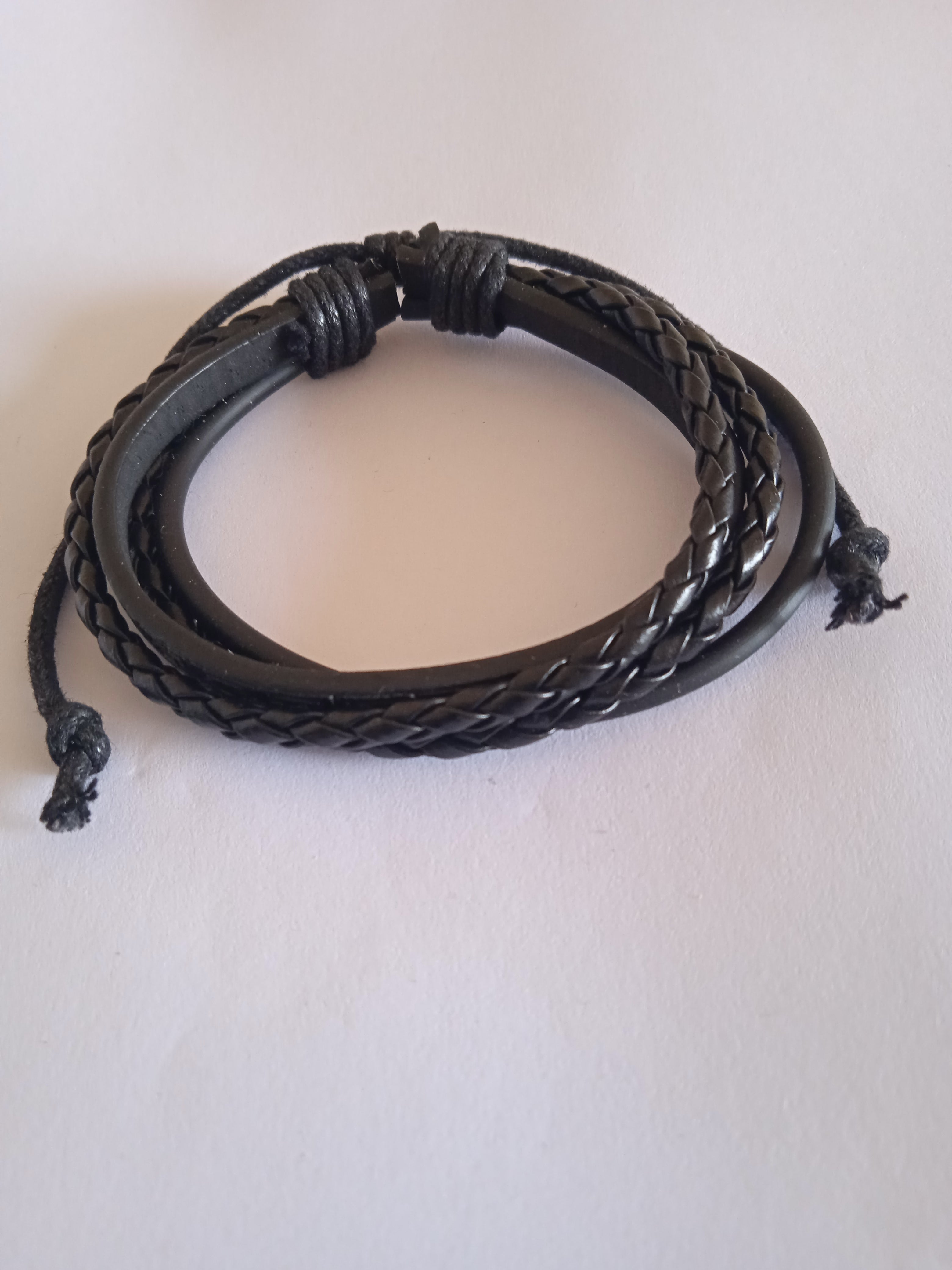bracelet mixte ajustable cuir noir