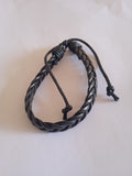 bracelet mixte ajustable cuir noir
