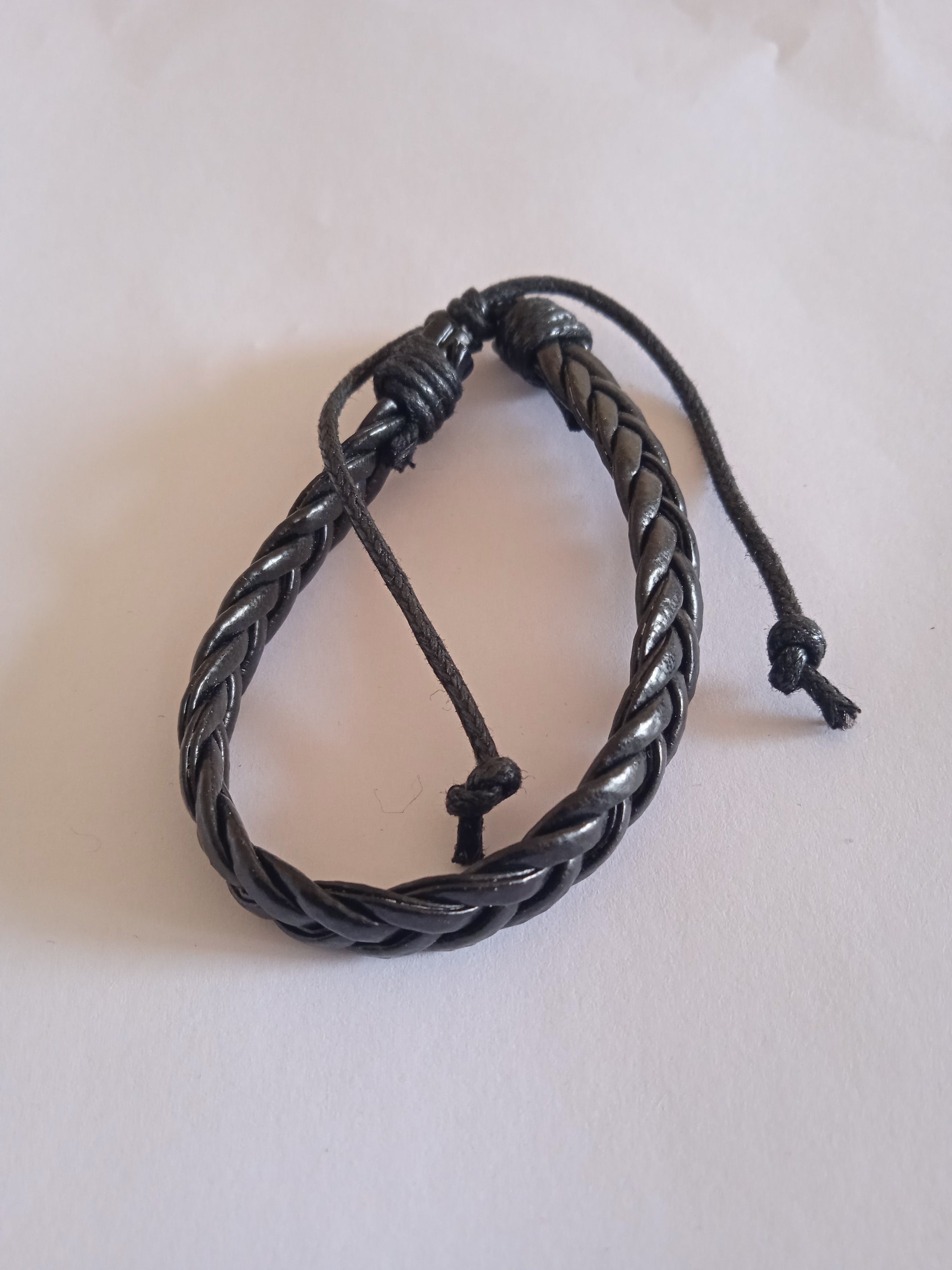 bracelet mixte ajustable cuir noir