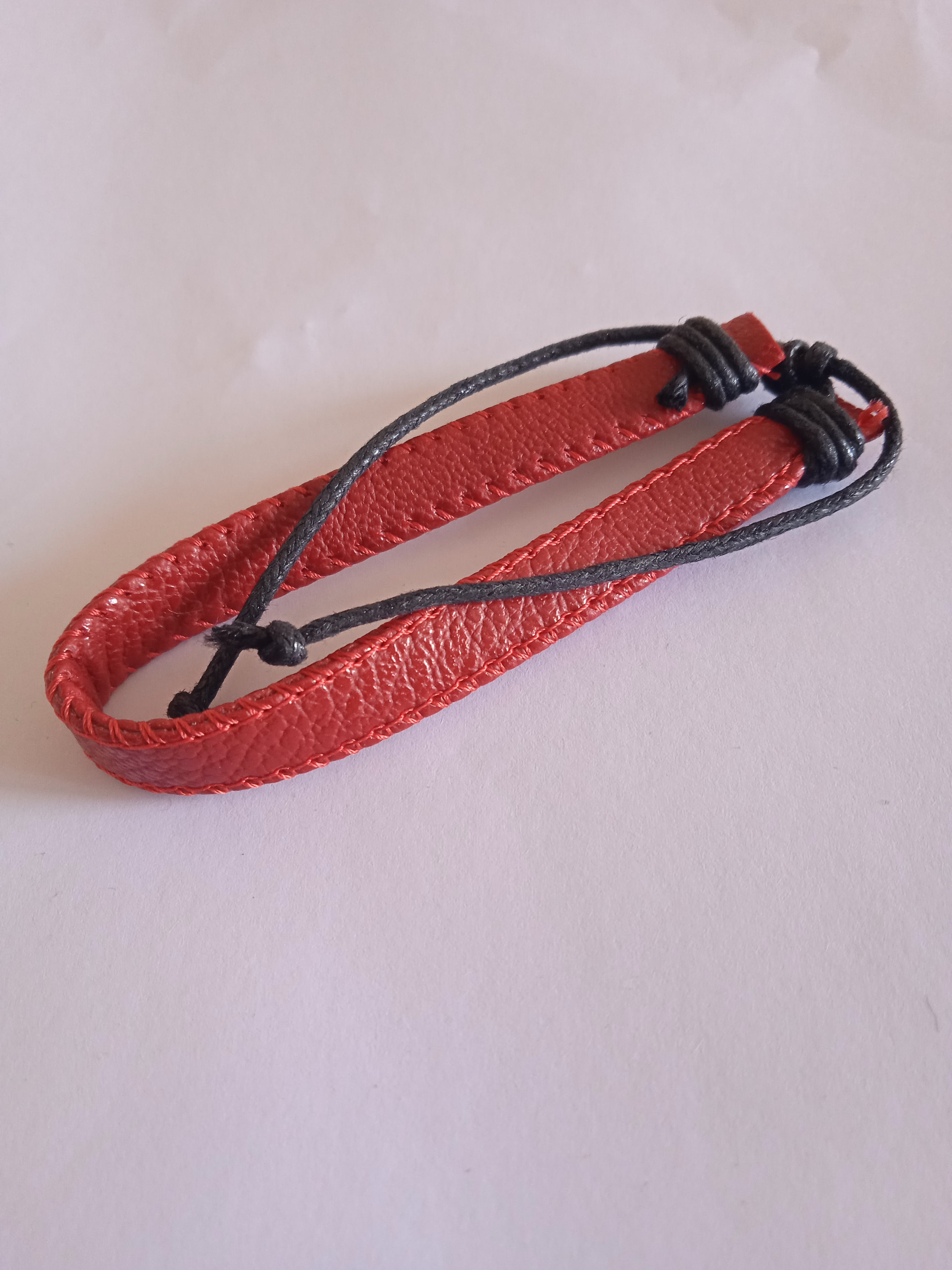 bracelet mixte ajustable cuir rouge & noir