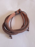 bracelet mixte ajustable marron tressé cuir