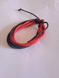 bracelet mixte ajustable noir & rouge tressé cordon raffiné