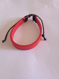bracelet mixte ajustable cuir rouge & noir