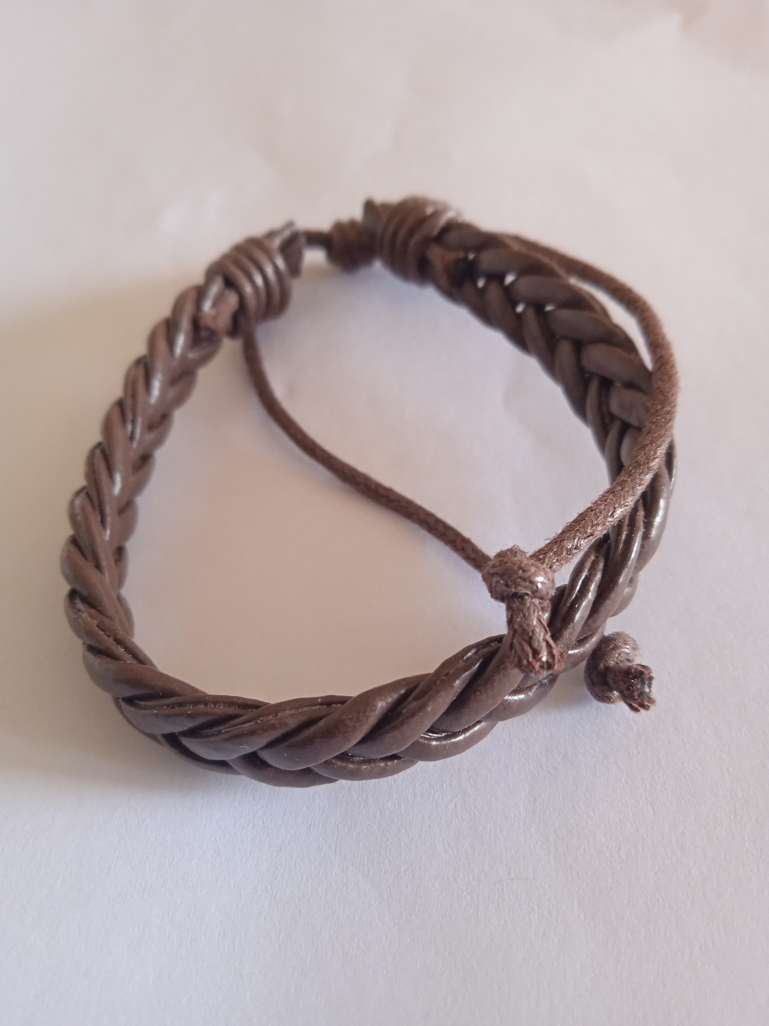 bracelet mixte ajustable cordon tressé marron