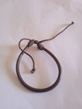 bracelet mixte ajustable marron cuir simple