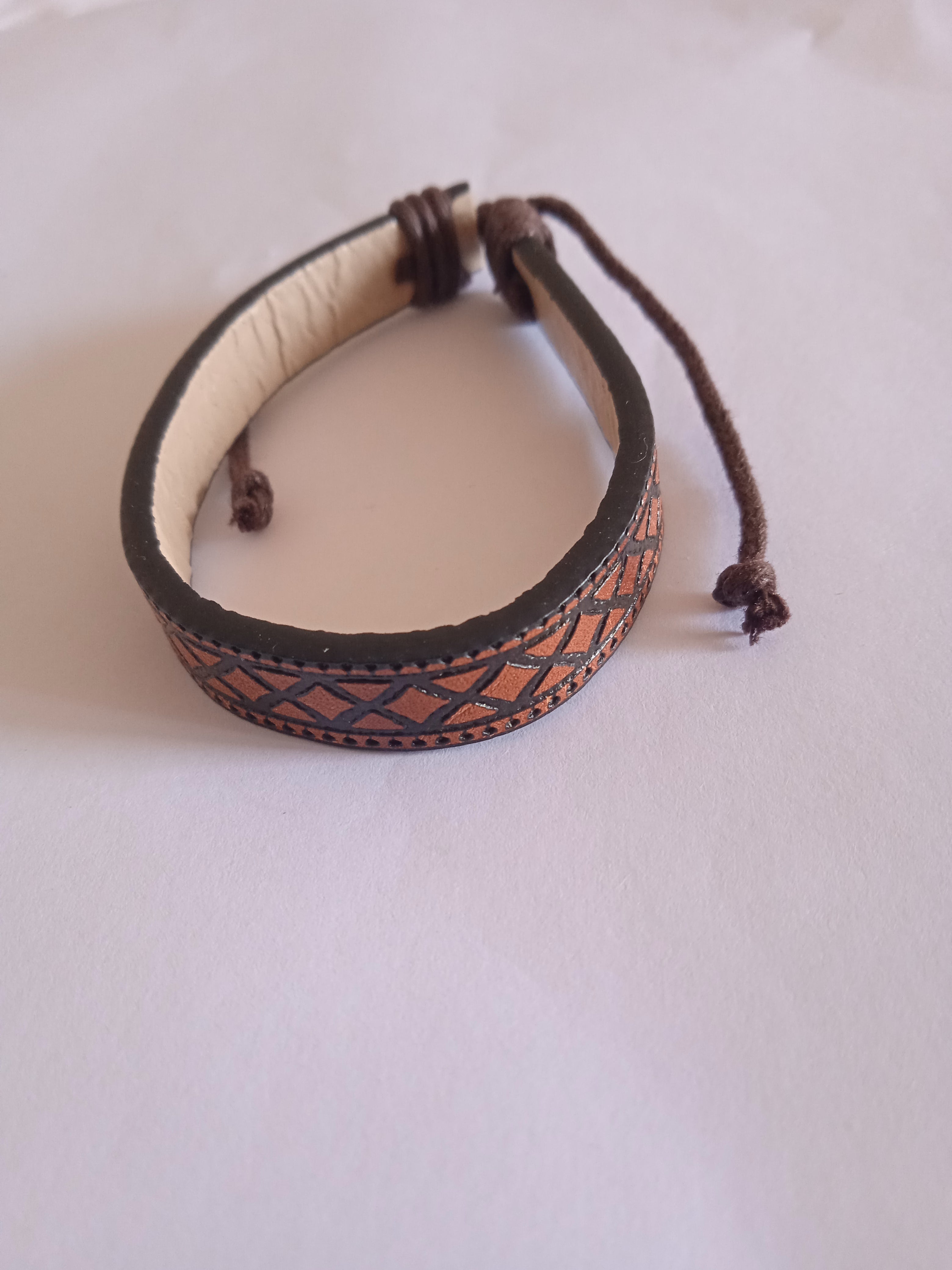 bracelet mixte cuir marron ajustable
