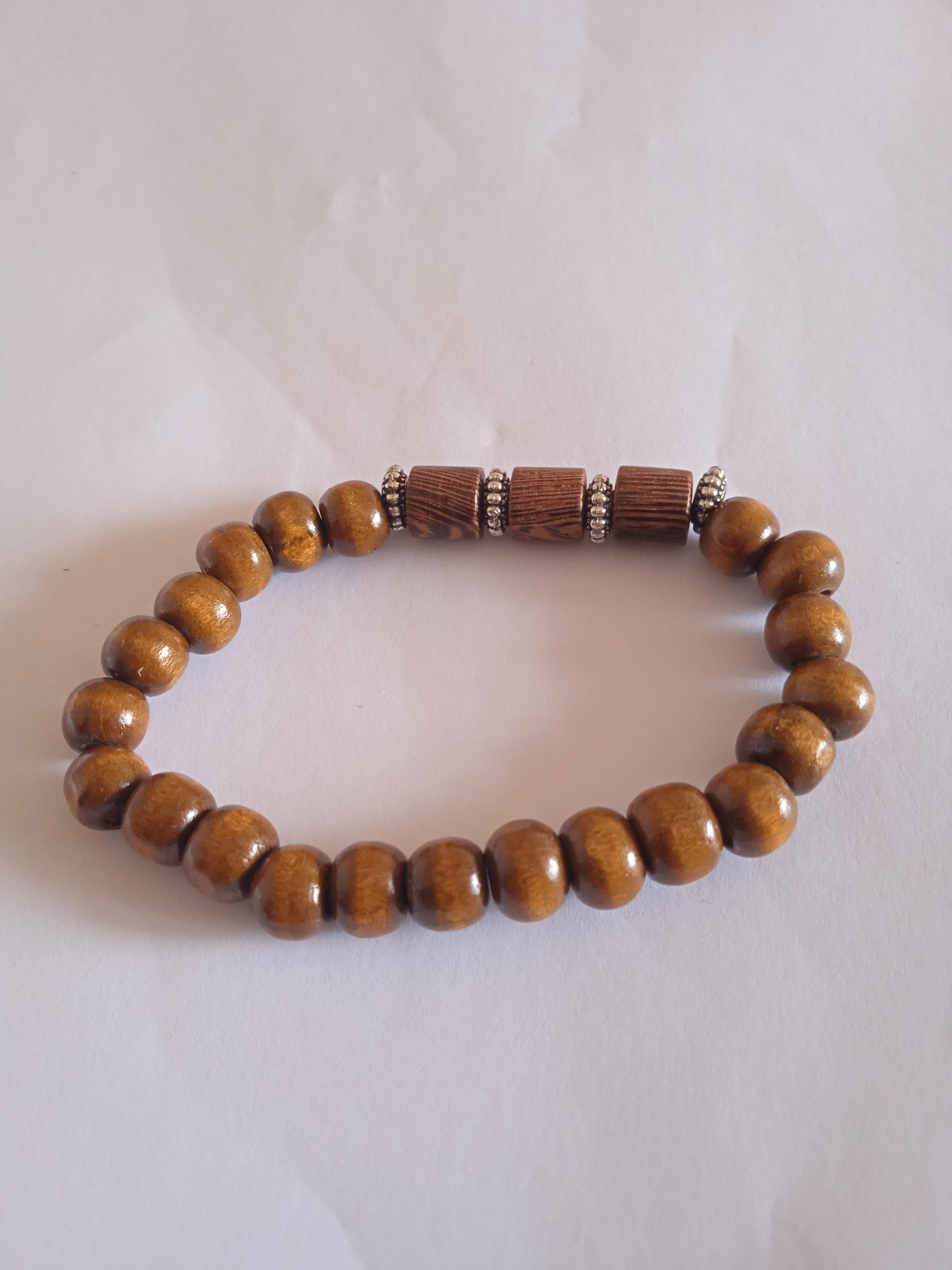 bracelet femme en bois marron acier élégant