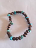 bracelet bleu turquoise marron en bois