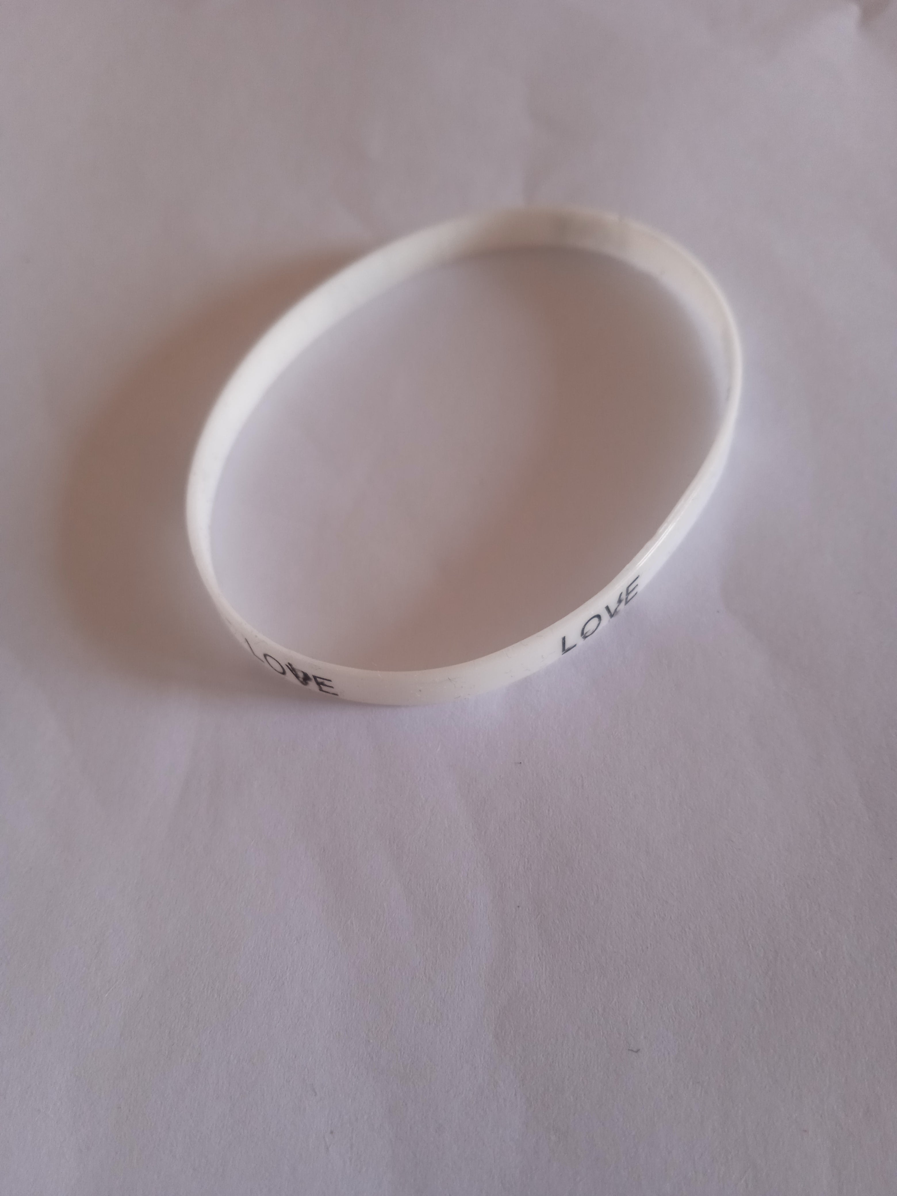 bracelet mixte enfant love blanc caoutchouc