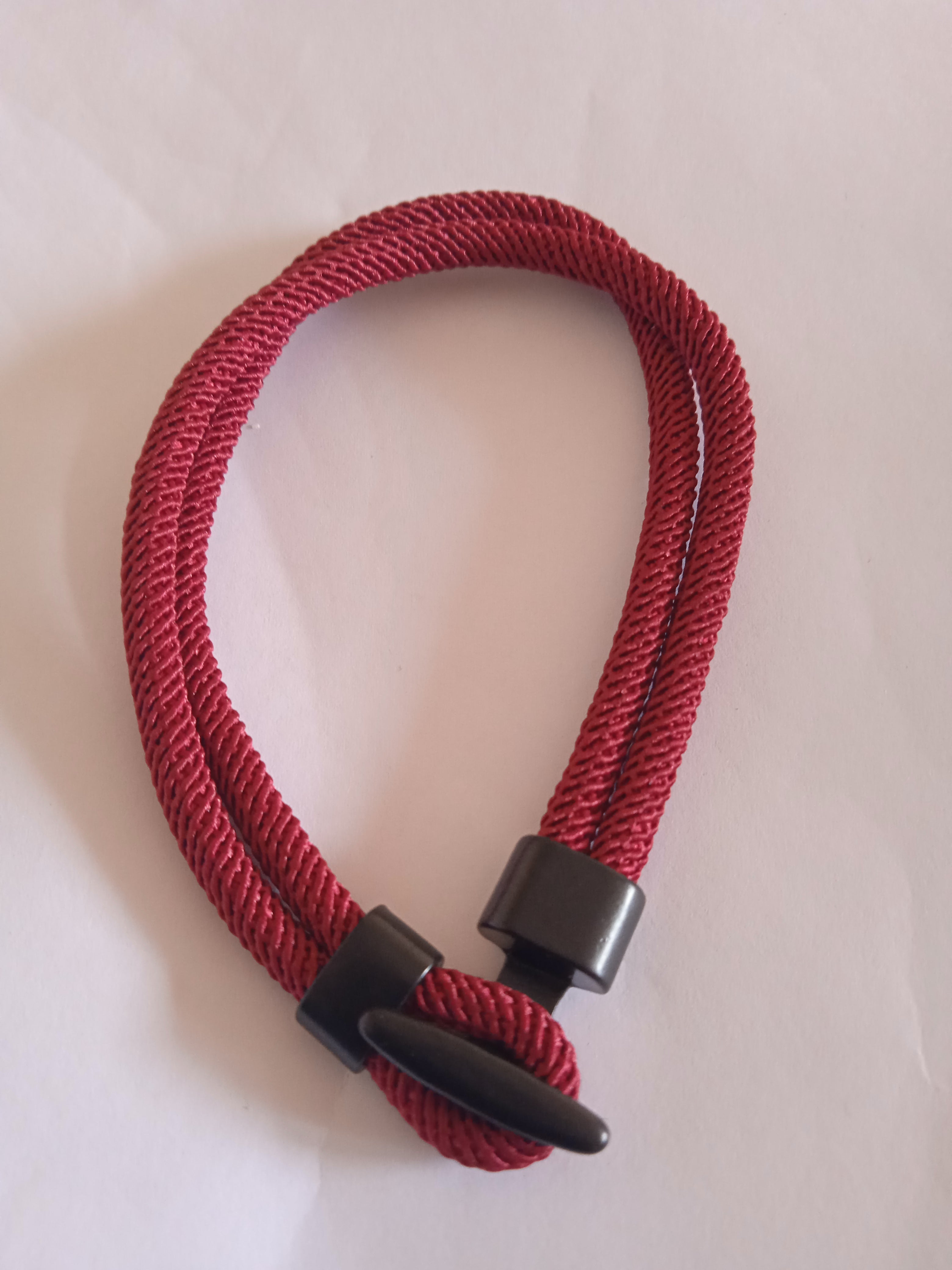 bracelet mixte rouge acier noir
