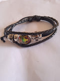bracelet géométrique mixte noir ajustable lacet cuir