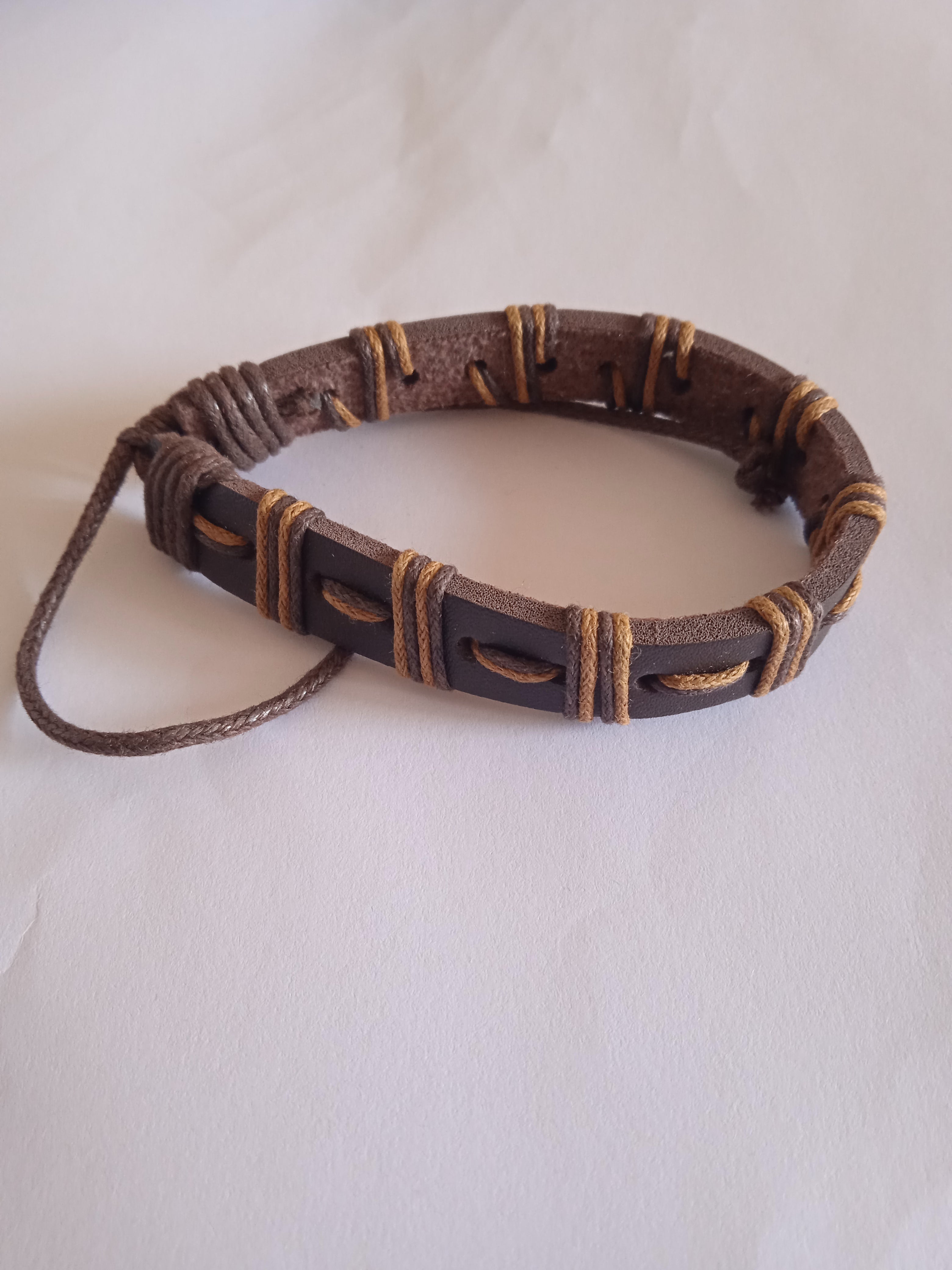 bracelet mixte marron ajustable cuir