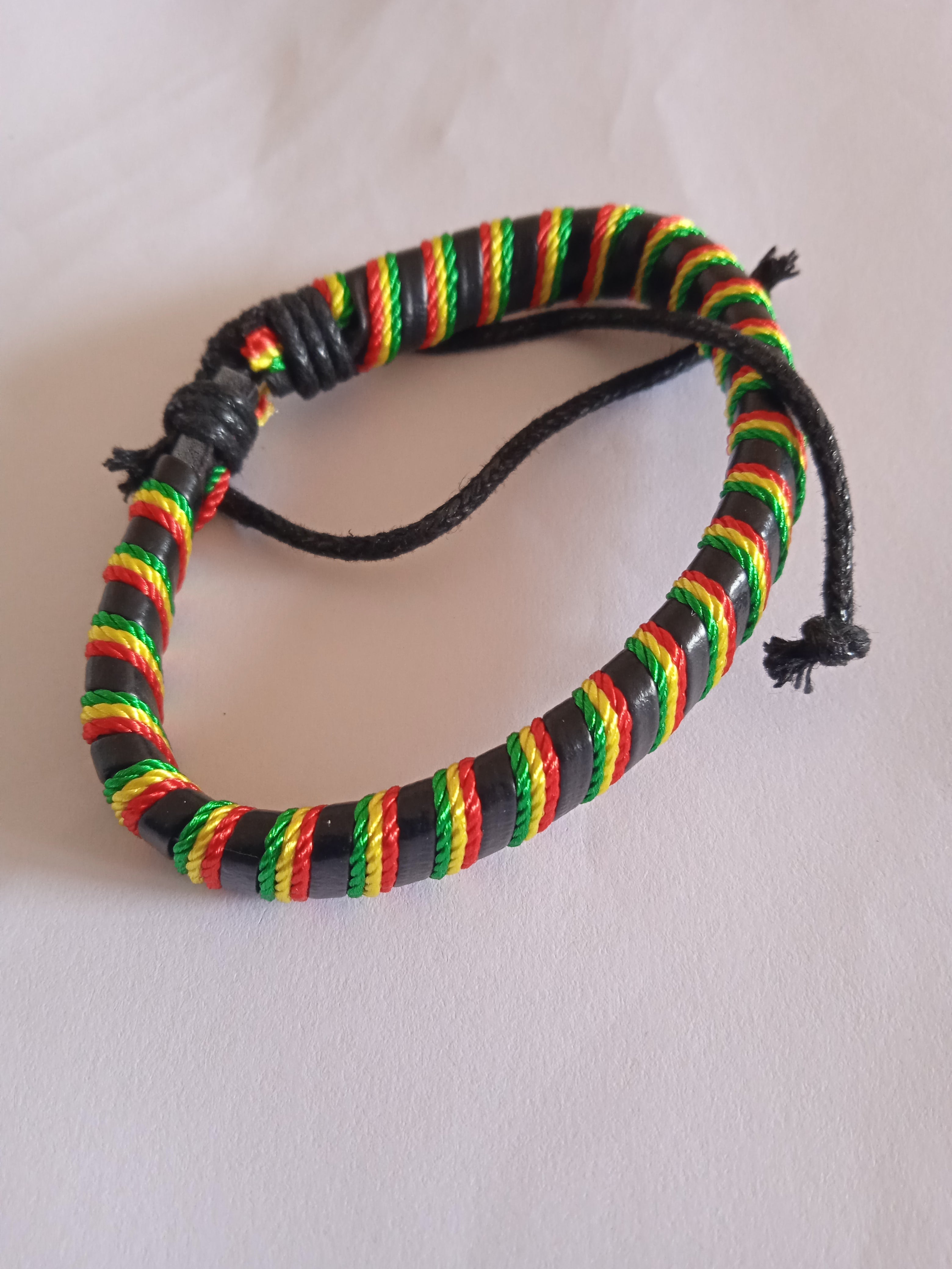 bracelet mixte ajustable jamaïcain lacet noir
