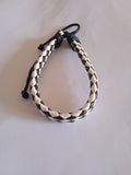 bracelet mixte tissu ajustable noir & blanc cuir