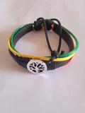 bracelet mixte jamaïcain cuir lacet noir