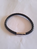 bracelet femme acier noir cuir tressé