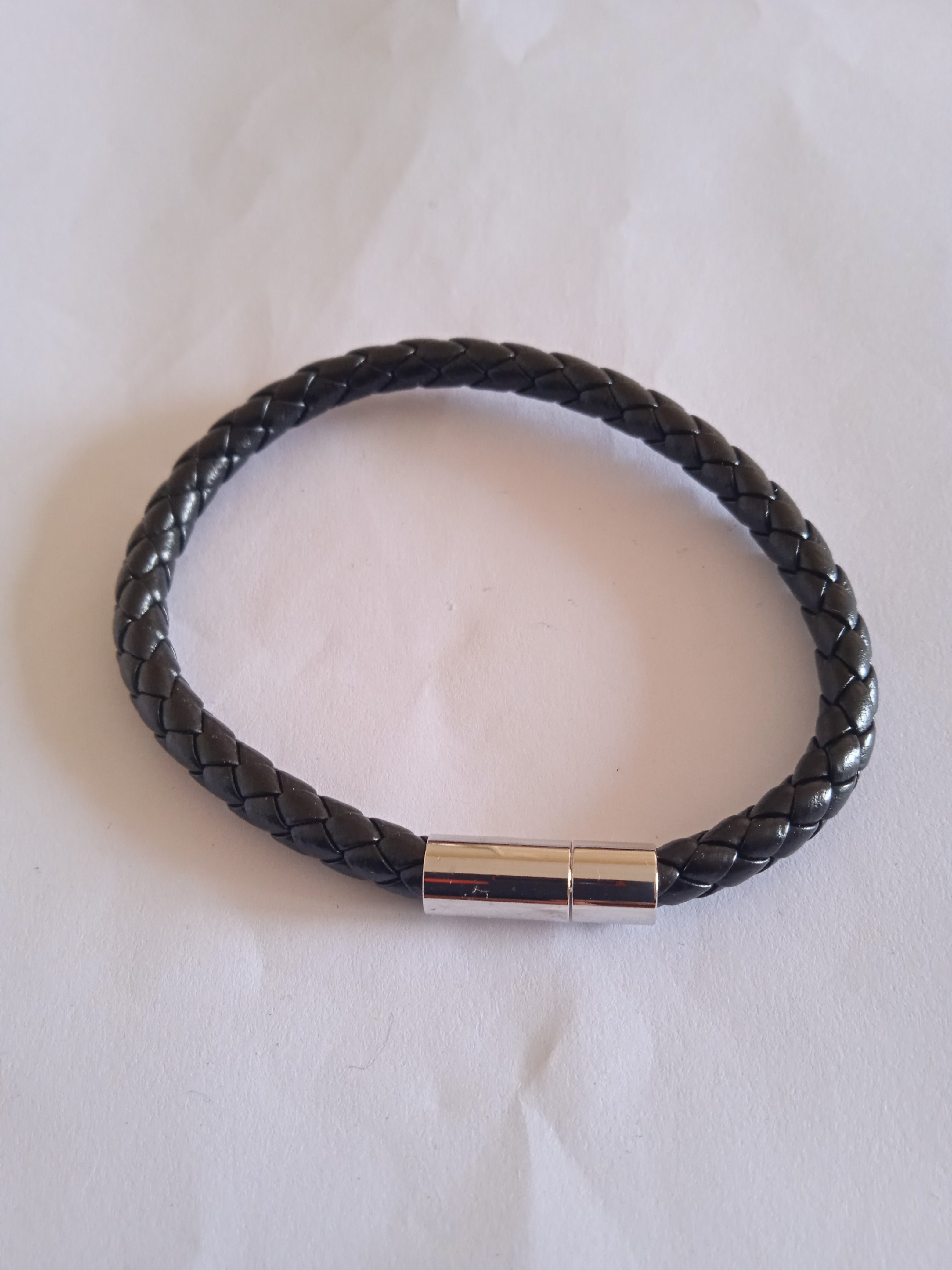 bracelet femme acier noir cuir tressé