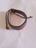 bracelet mixte marron ajustable cuir marron noir