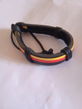 bracelet mixte jamaïcain cuir noir ajustable
