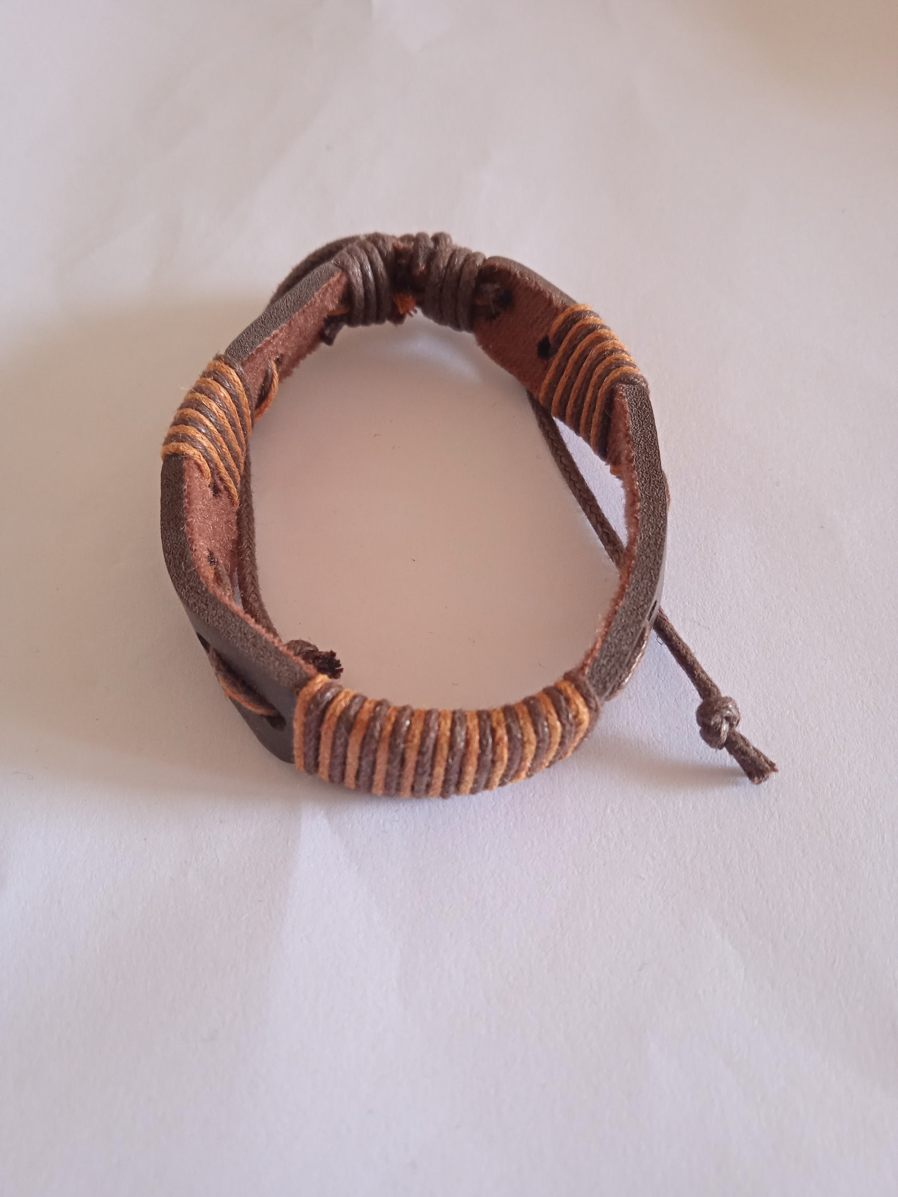 bracelet mixte ajustable marron cuir