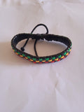 bracelet mixte jamaïcain cuir lacet noir ajustable