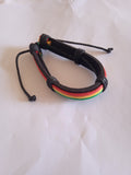 bracelet mixte jamaïcain lacet cuir noir ajustable