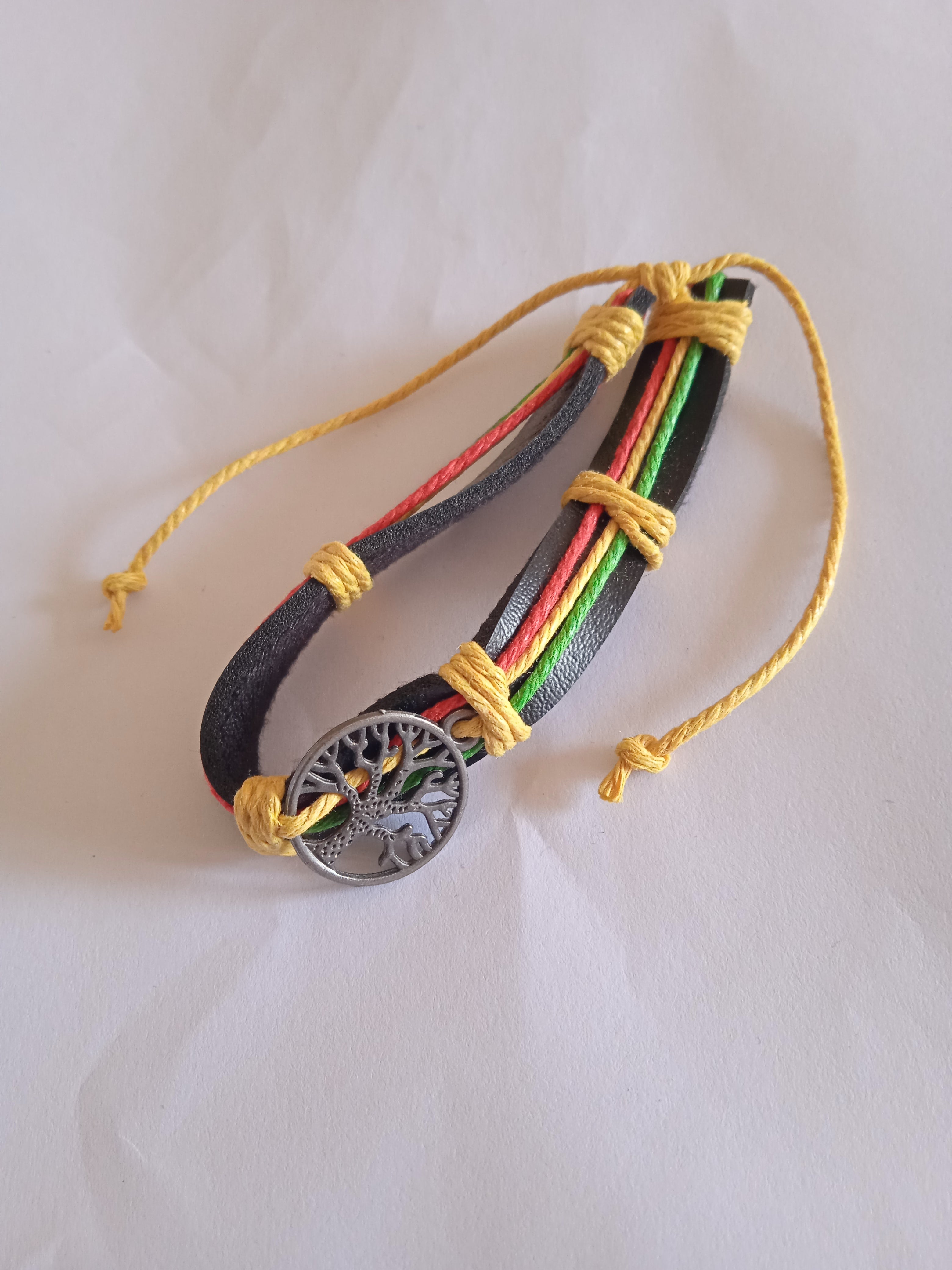 bracelet mixte jamaïcain ajustable cuir noir