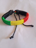 bracelet mixte jamaïcain ajustable lacet noir cuir