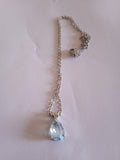 l'ensemble chaine femme pendentif bleu claire acier