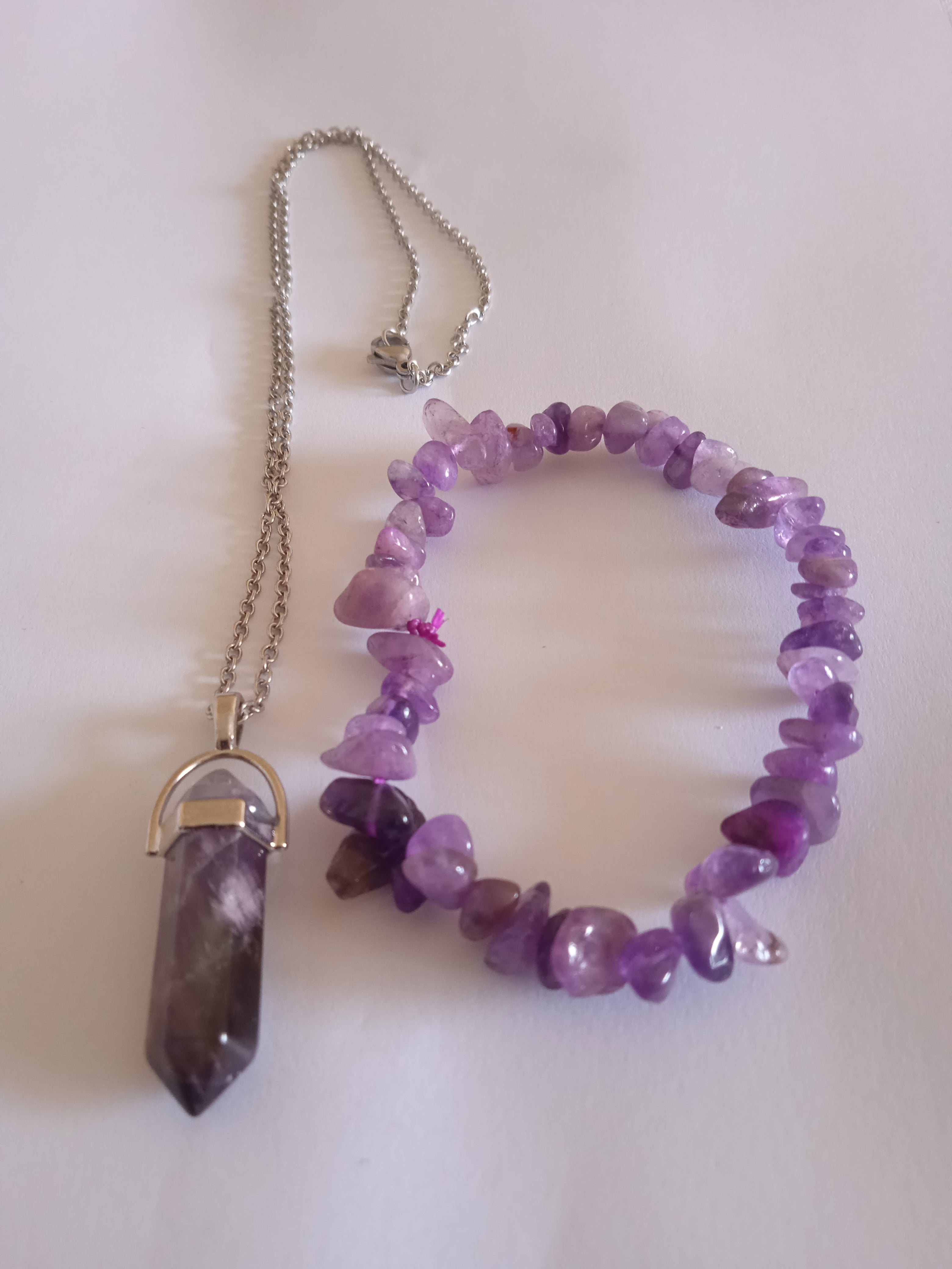 l'ensemble chaine bracelet violet acier femme