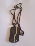 chaine homme pendentif table noir & blanc acier