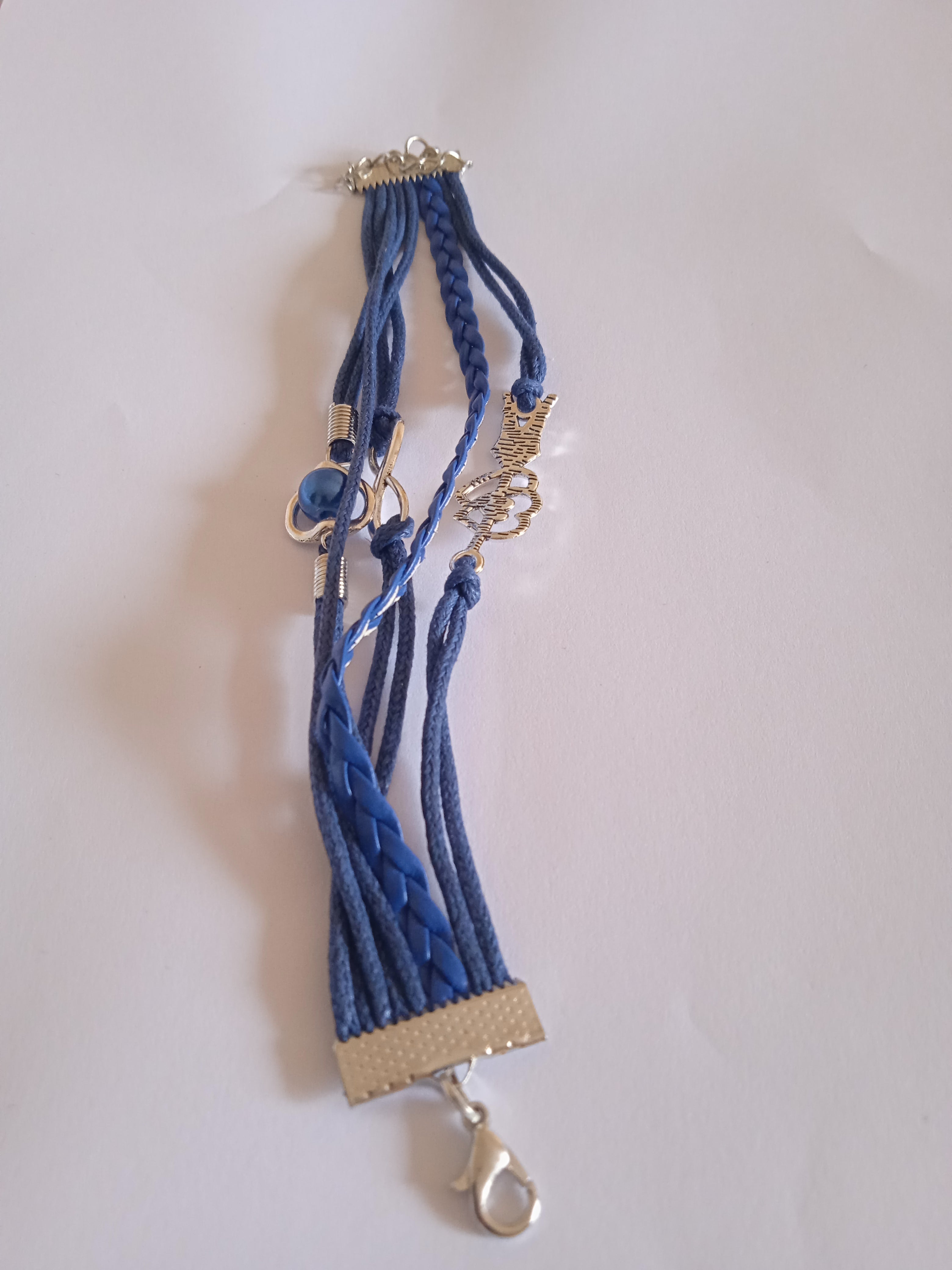 bracelet bleu marine foncé multi tour acier