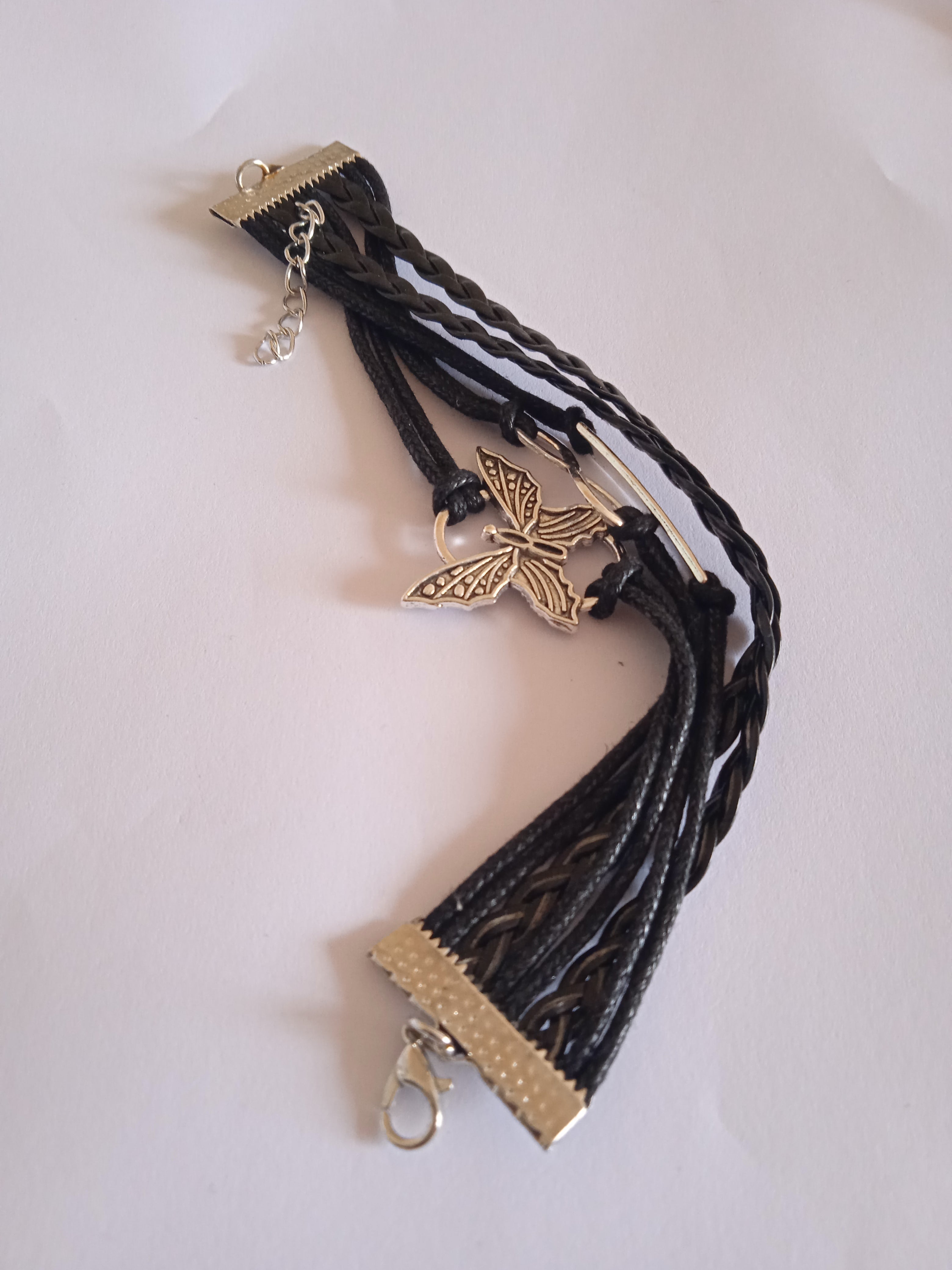 bracelet multi tour papillon noir acier
