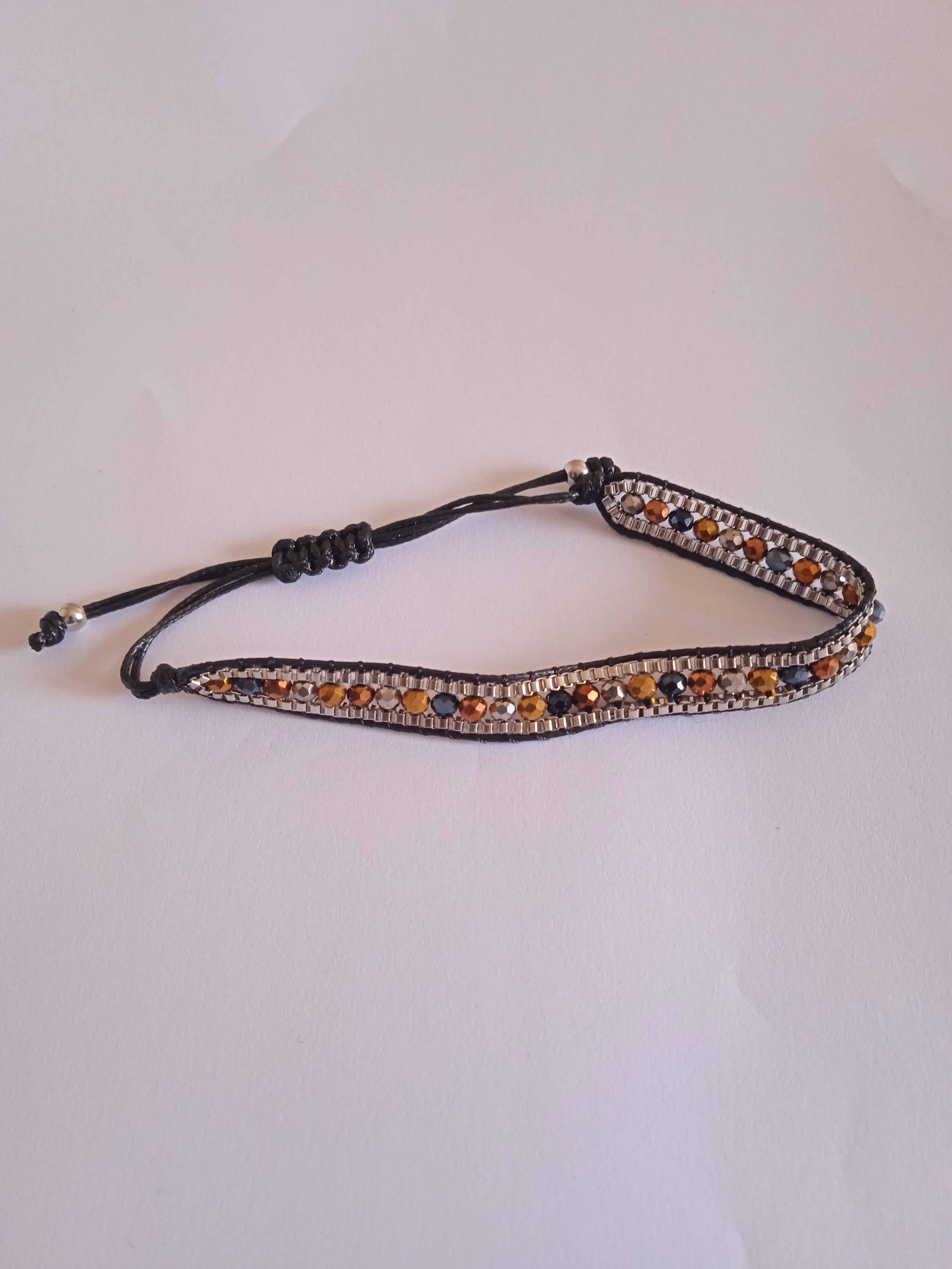 bracelet ajustable multicolore brillant acier noir