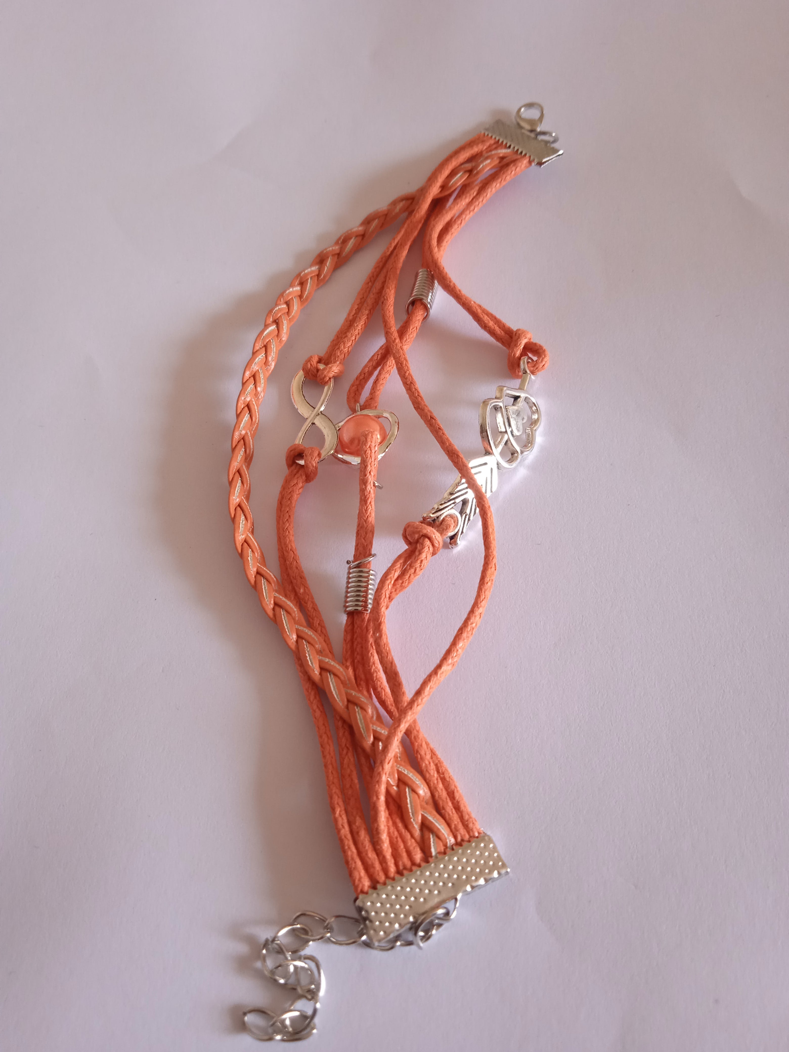 bracelet orange pierre orange cœur acier