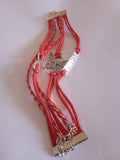 bracelet rouge tressé blanc papillon love acier