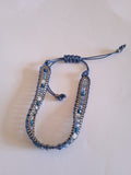 bracelet femme ajustable pierre bleu brillant pailletée acier