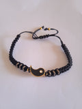 bracelet couple noir ajustable doré acier