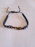 bracelet de couple noir hématite ajustable