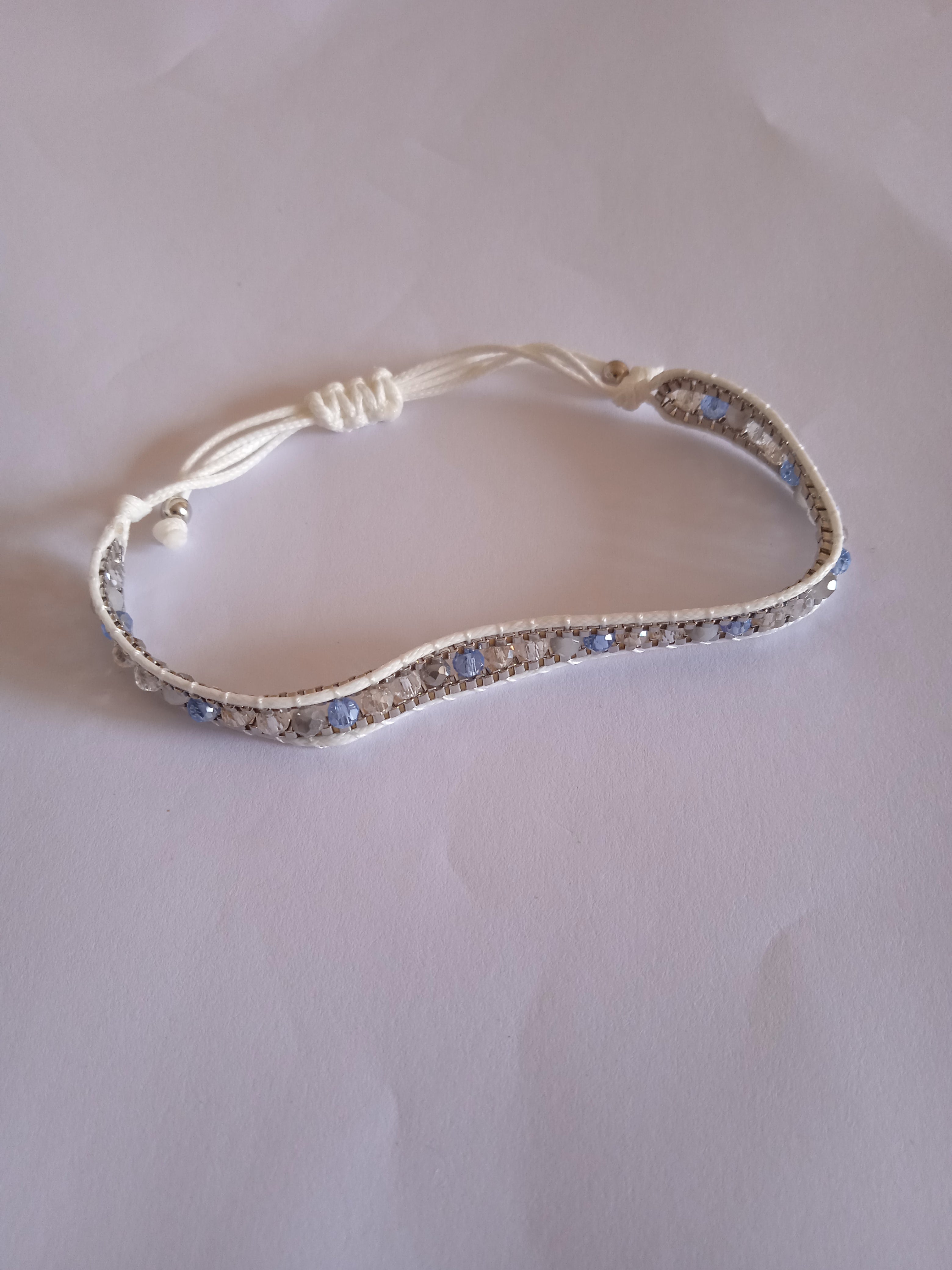 bracelet blanc pailletée acier ajustable