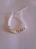 bracelet couple blanc doré unisexe ajustable