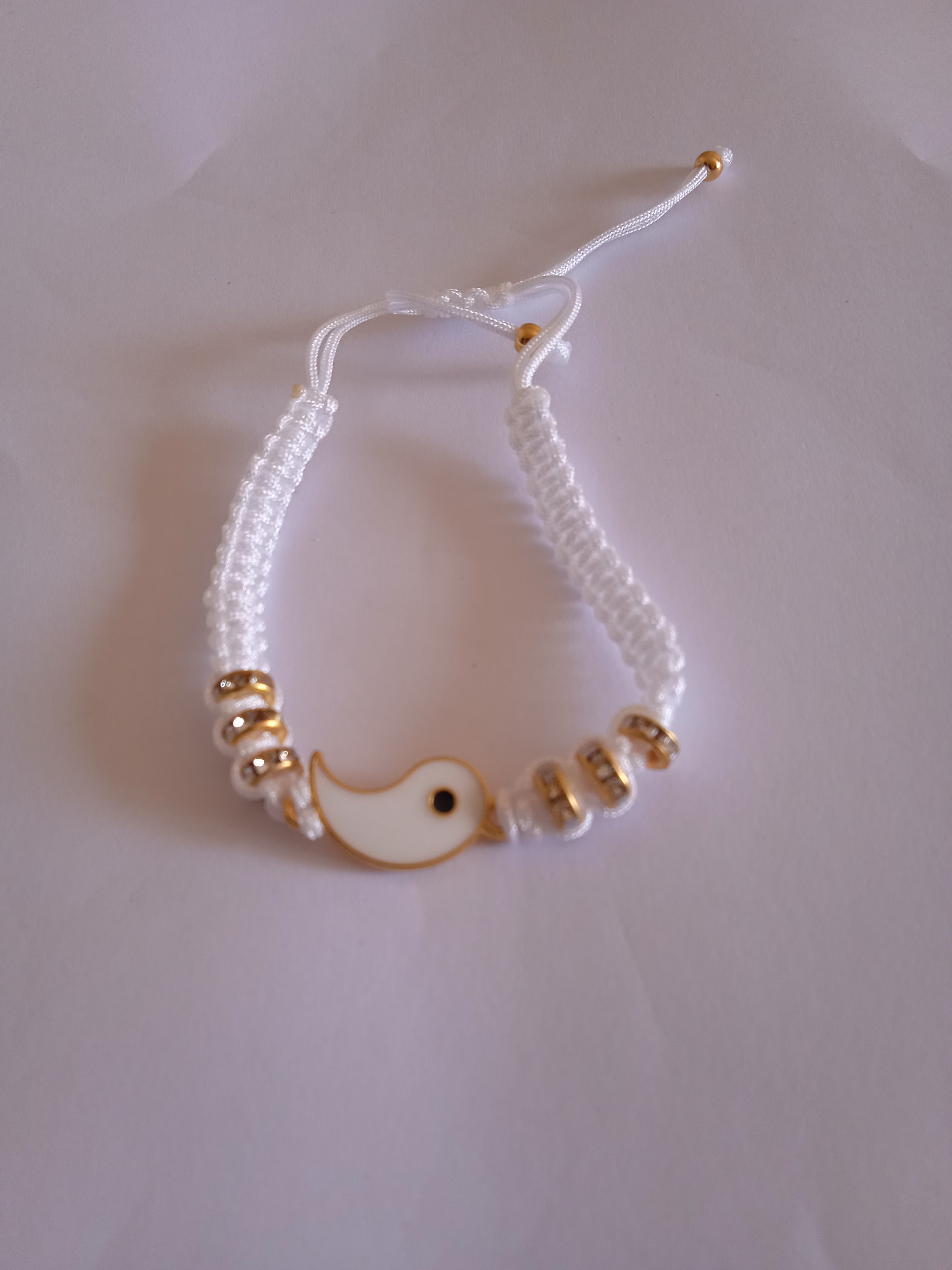 bracelet couple blanc doré unisexe ajustable
