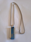 l'ensemble chaine homme acier pendentif bleu