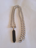 bracelet homme maille acier pendentif noir