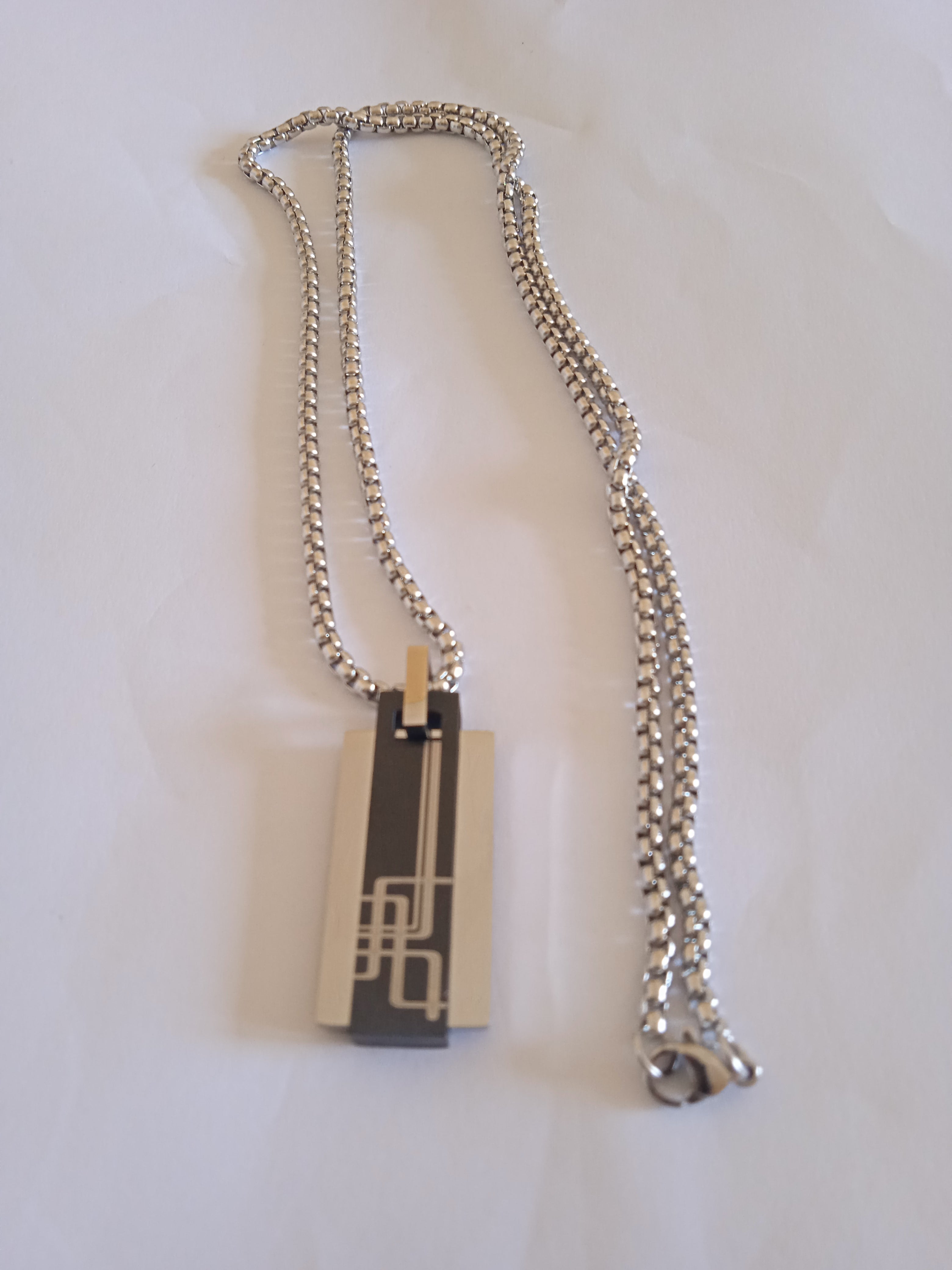 l'ensemble chaine pendentif acier  homme acier noir