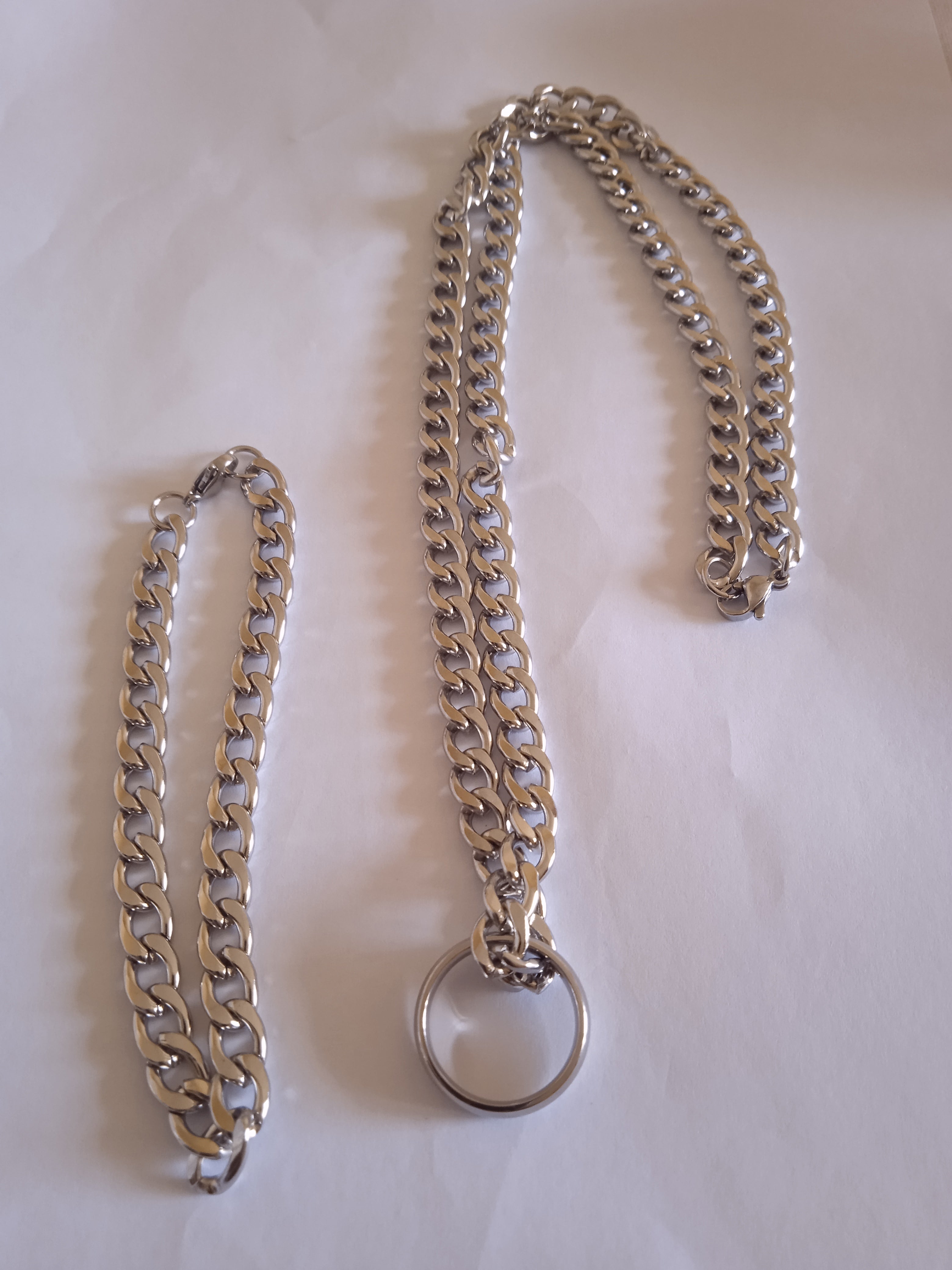 l'ensemble chaine + bague n°"6" acier homme