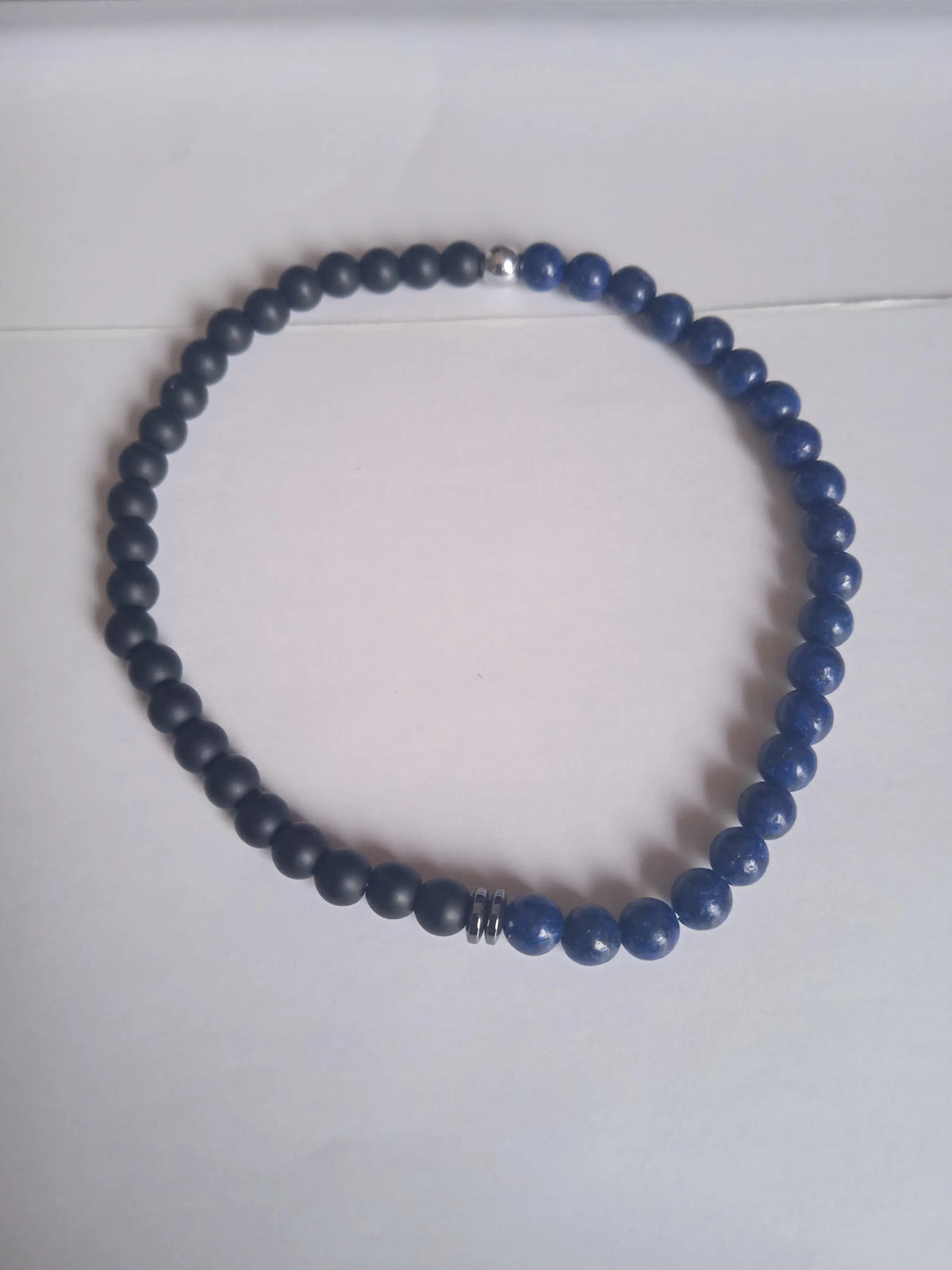Bracelet Hématite Perles Bleu Marine & Noir – Nuit Océane Protégée & Profondeur Minérale