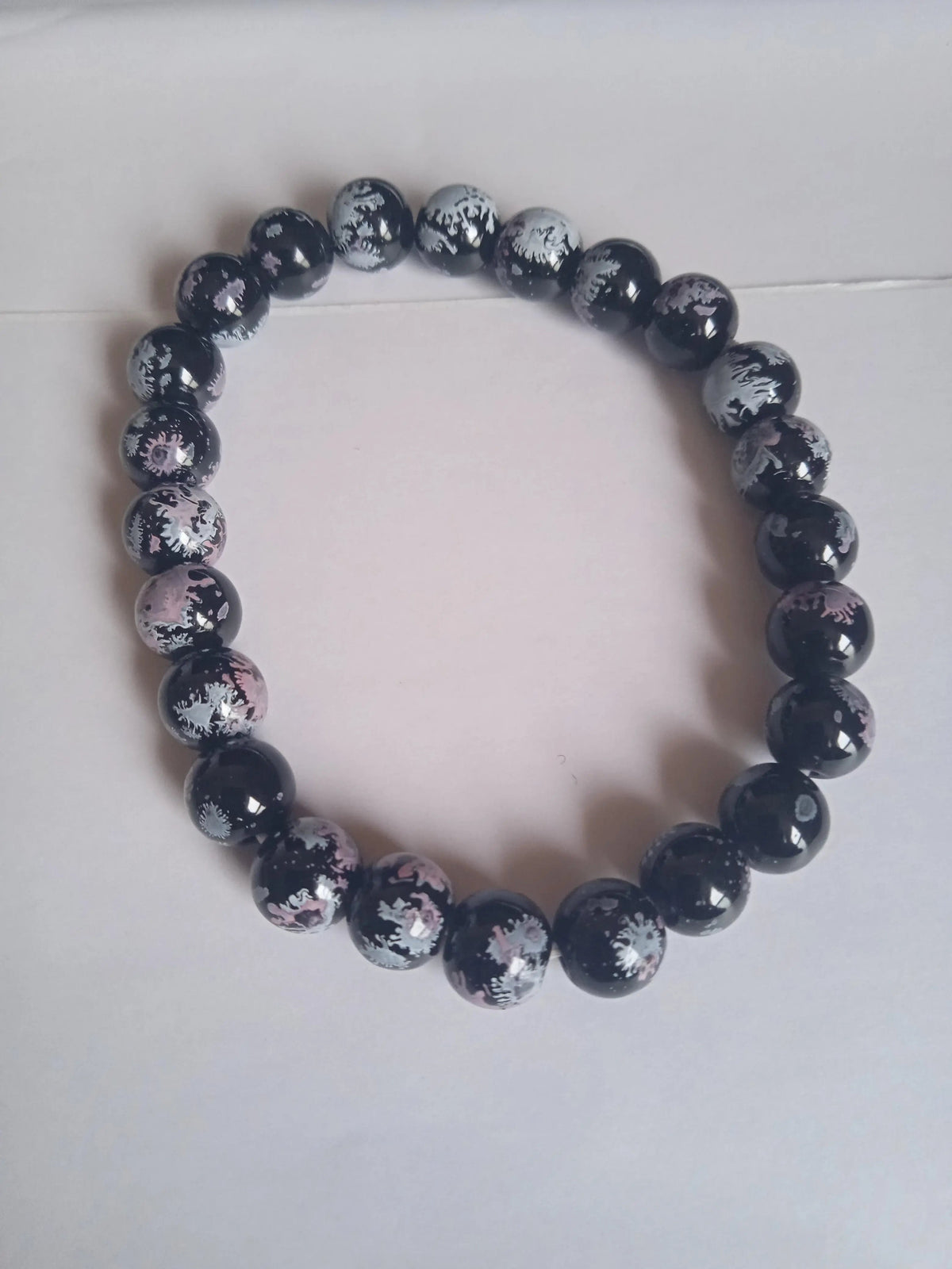 Bracelet Perles Obsidienne Protection Rayé – Bouclier Zebre & Puissance Sombre Indomptable