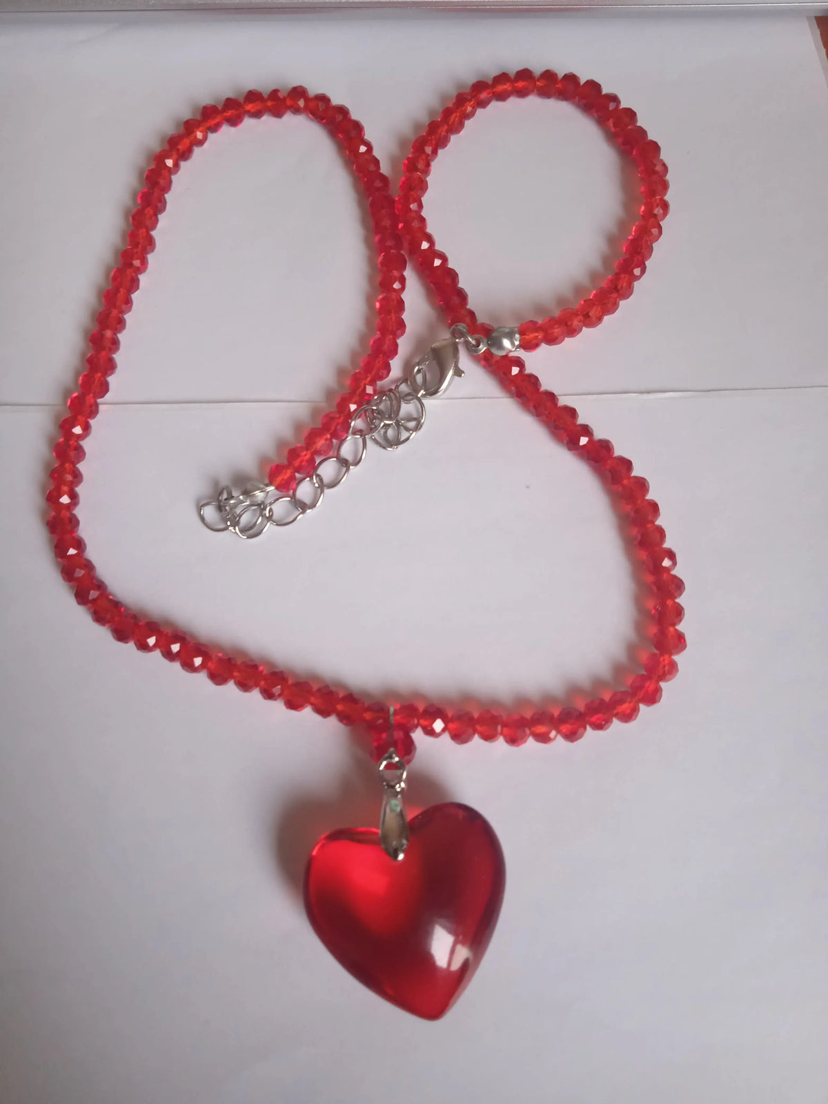 Collier Pendentif Cœur Rouge – Acier Inoxydable