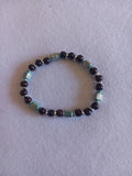 bracelet marron bleu turquoise en bois acier